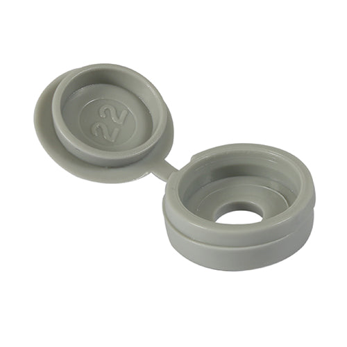 TIMCO Hinged Screw Caps Large Light Grey - To fit 5.0 to 6.0 Screw (50pcs)