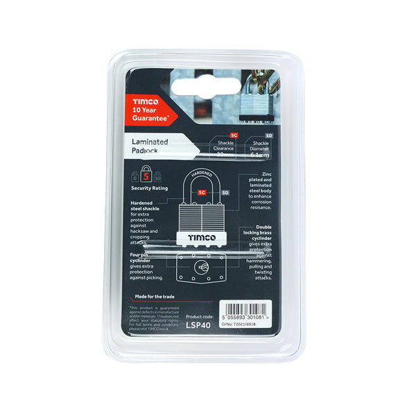 TIMCO Laminated Padlock - 40mm