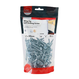 TIMCO Self-Drilling Wing-Tip Steel to Timber Light Section Silver Drill Screw - 5.5 x 50 (150pcs)