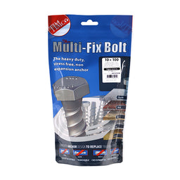 TIMCO Multi-Fix Bolts Hex Head Exterior Silver - 10.0 x 100 (12pcs)