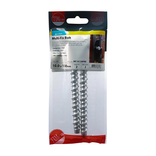 TIMCO Multi-Fix Bolts Hex Head Exterior Silver - 10.0 x 130 (2pcs)