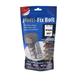 TIMCO Multi-Fix Bolts Hex Head Exterior Silver - 10.0 x 150 (8pcs)