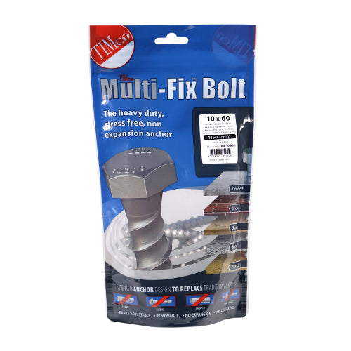 TIMCO Multi-Fix Bolts Hex Head Exterior Silver - 10.0 x 60 (18pcs)