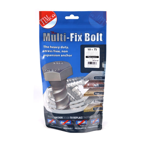 TIMCO Multi-Fix Bolts Hex Head Exterior Silver - 10.0 x 75 (14pcs)