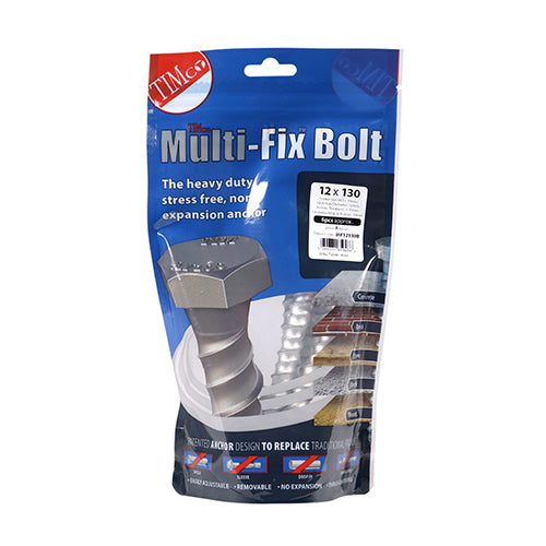 TIMCO Multi-Fix Bolts Hex Head Exterior Silver - 12.0 x 130 (6pcs)