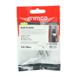 TIMCO Multi-Fix Bolts Hex Flange Head Exterior Silver - 6.0 x 50 (4pcs)