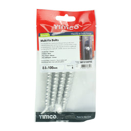 TIMCO Multi-Fix Bolts Hex Head Exterior Silver - 8.0 x 100 (4pcs)