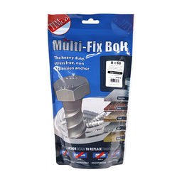 TIMCO Multi-Fix Bolts Hex Head Exterior Silver - 8.0 x 60 (30pcs)