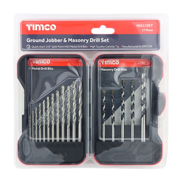 TIMCO Ground Jobber & Masonry Drill Set - 17pc