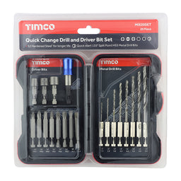 TIMCO Driver Bit & Ground Jobber Drill Bit Set - 20pc