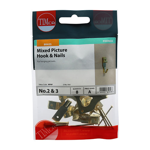 TIMCO Mixed Picture Hanging Hooks Electro Brass - Mixed (8pcs)