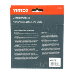 TIMCO General Purpose Mortar Raking Diamond Blade - 125 x 22.2