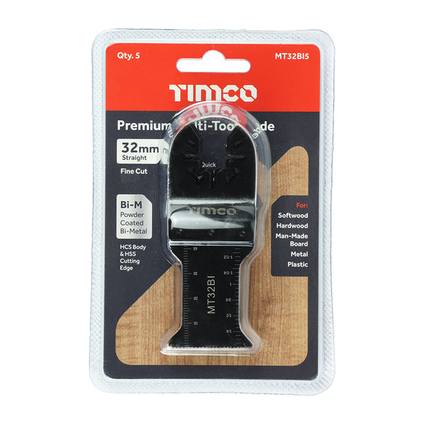 TIMCO Multi-Tool Fine Cut Blades For Wood/Metal Bi-Metal - 32mm (5pcs)