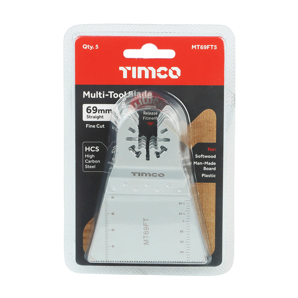 TIMCO Multi-Tool Fine Cut Blades For Wood Carbon Steel - 69mm (5pcs)