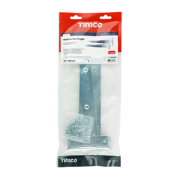 TIMCO Medium Tee Hinges Zinc - 12