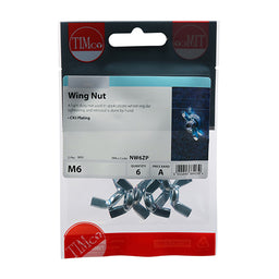 TIMCO Wing Nuts Silver - M6 (6pcs)