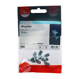 TIMCO Wing Nuts Silver - M8 (4pcs)