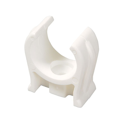 Single Snap-In Open Pipe Clips White  - 15mm (50pcs)