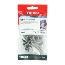 TIMCO Polymer Headed Nails A4 Stainless Steel Black - 50mm (25pcs)