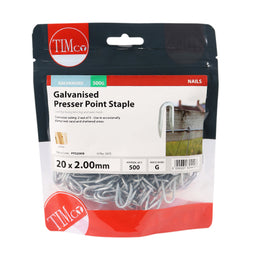 TIMCO Presser Point Staples Galvanised - 20 x 2.00 (0.5kg)