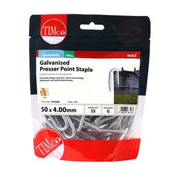 TIMCO Presser Point Staples Galvanised - 50 x 4.00 (0.5kg)