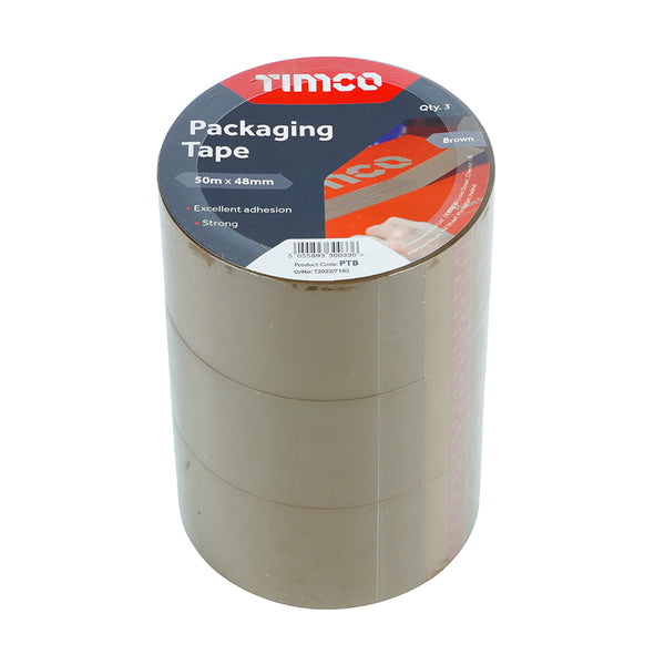 TIMCO Packaging Tape Brown - 50m x 48mm (3pcs)