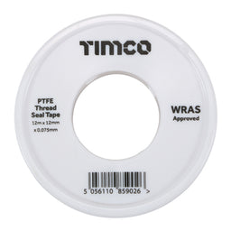 TIMCO PTFE Thread Seal Tape - 12m x 12mm (10pcs)