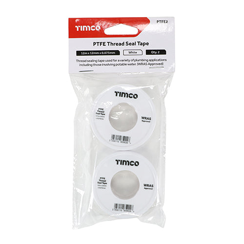 TIMCO PTFE Thread Seal Tape - 12m x 12mm (2pcs)