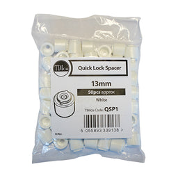 Quick Lock Pipe Clip Spacers White  - 13mm (50pcs)