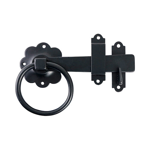 TIMCO Ring Gate Latch Plain Black - 6