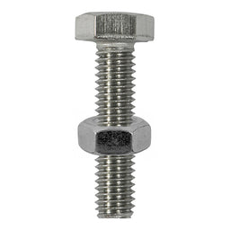 TIMCO Set Screws DIN933 Hex & Nut DIN934 Silver A2 Stainless Steel - M12 x 30 (2pcs)