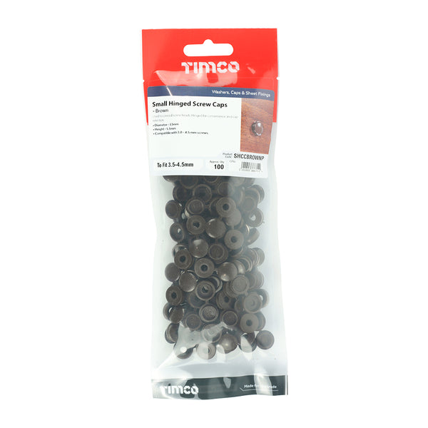 TIMCO Hinged Screw Caps Small Brown - To fit 3.0 to 4.5 Screw (100pcs)