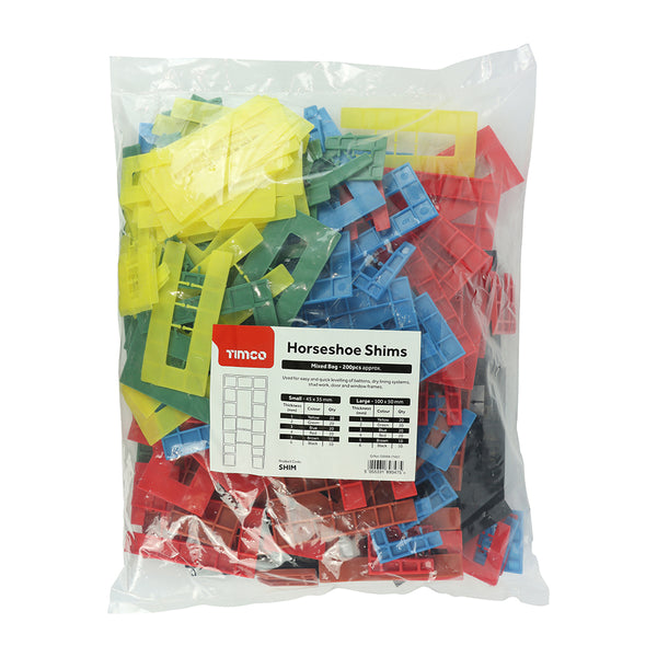 TIMCO Assorted Horseshoe Shims - 1.0 - 6.0mm (200pcs)