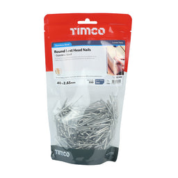 TIMCO Round Lost Head Nails A2 Stainless Steel - 40 x 2.65 (1kg)