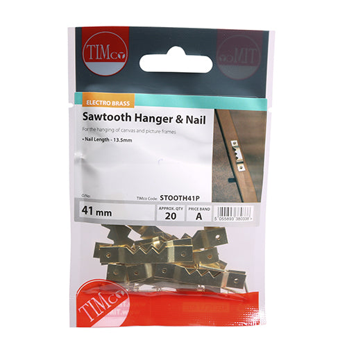 TIMCO Sawtooth Hangers and Nails Electro Brass - 41mm (20pcs)