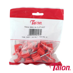 Talon Nail In Pipe Clips Red - 15mm (20pcs)