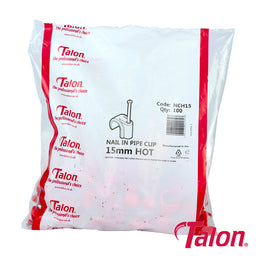 Talon Nail In Pipe Clips Red - 15mm (100pcs)