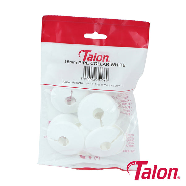 Talon Pipe Collar White - 15mm (10pcs)