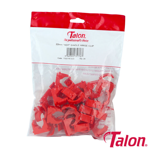 Single Hinged ID Pipe Clips Red - 22mm (20pcs)