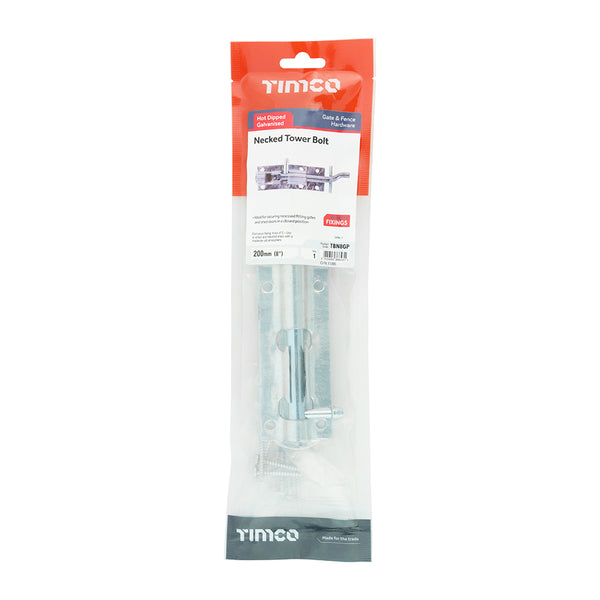 TIMCO Necked Tower Bolt Hot Dipped Galvanised - 8