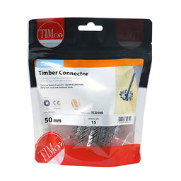 TIMCO Double Sided Timber Connectors Galvanised - 50mm / M12 (15pcs)