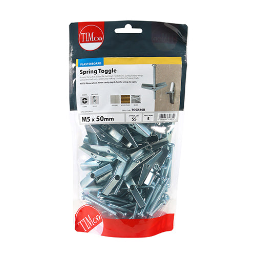 TIMCO Spring Toggle Cavity Anchors Silver - M5 x 50 (55pcs)