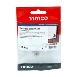 TIMCO Threaded Screw Caps Solid Brass Satin Nickel - 12mm (4pcs)