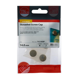 TIMCO Threaded Screw Caps Solid Brass Satin Brass - 14mm (4pcs)