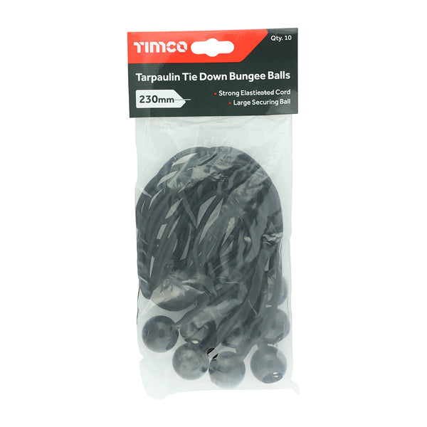 TIMCO Tarpaulin Bungee Cord Ball Elasticated Tarp Rope Ties Down Cord Bungees for banner, tarpaulins, pavilions, tents, tent bungee hooks, tarpaulin holder, and Flag Poles. (10pcs)