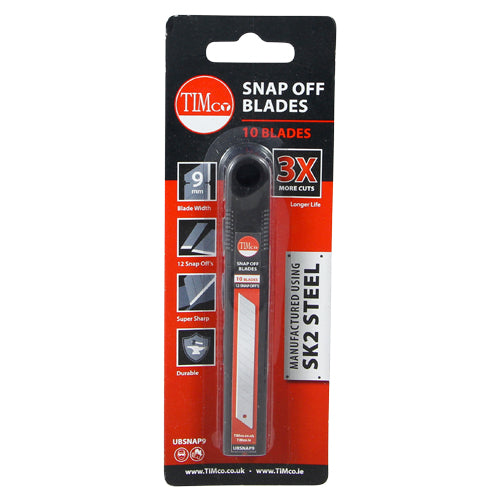 TIMCO Utility Knife Blade Snap Off - 80 x 9 x 0.6 (10pcs)