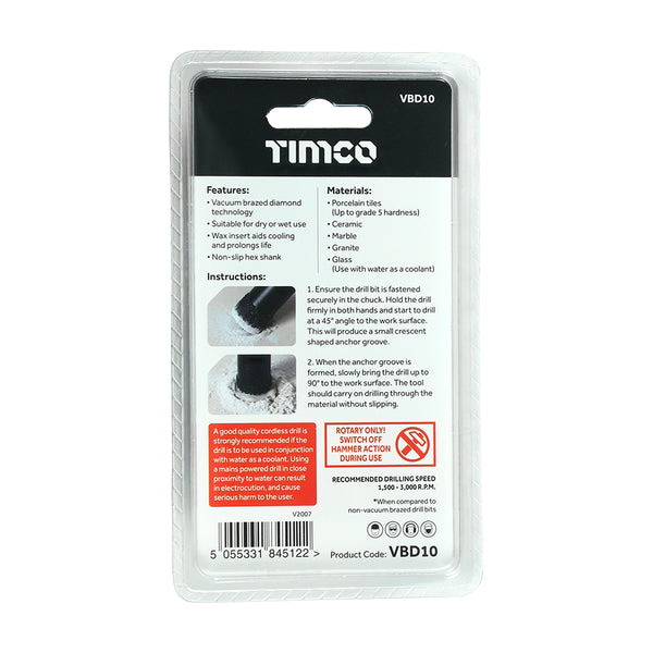 TIMCO Premium Diamond Tile & Glass Bit - 10.0mm