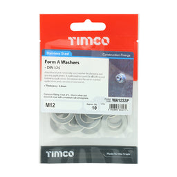 TIMCO Form A Washers DIN125-A A2 Stainless Steel - M12 (10pcs)