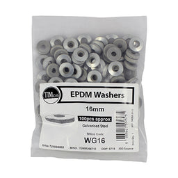TIMCO EPDM Washers Galvanised - 16mm (100pcs)