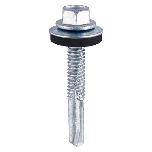 TIMCO Self-Drilling Heavy Section Silver Drill Screw with EPDM Washer - 5.5 x 55 (100pcs)